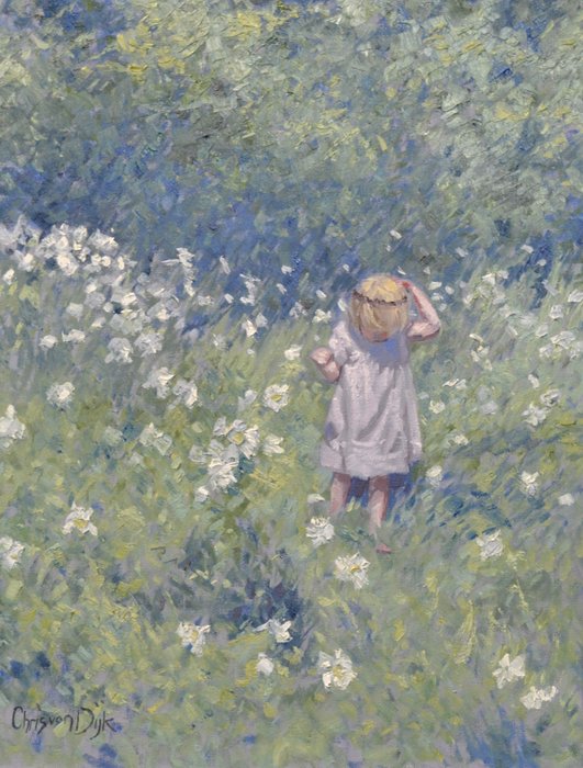 Chris van Dijk  (1952) Impressionist - " Marguerites de Morvan"