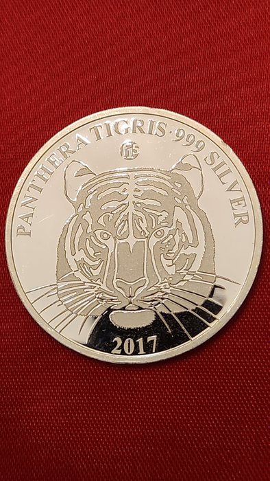 Laos. Panthera Tigris 500 KIP Fine Silver 999,9 PROOF 2017.  (Ingen mindstepris)