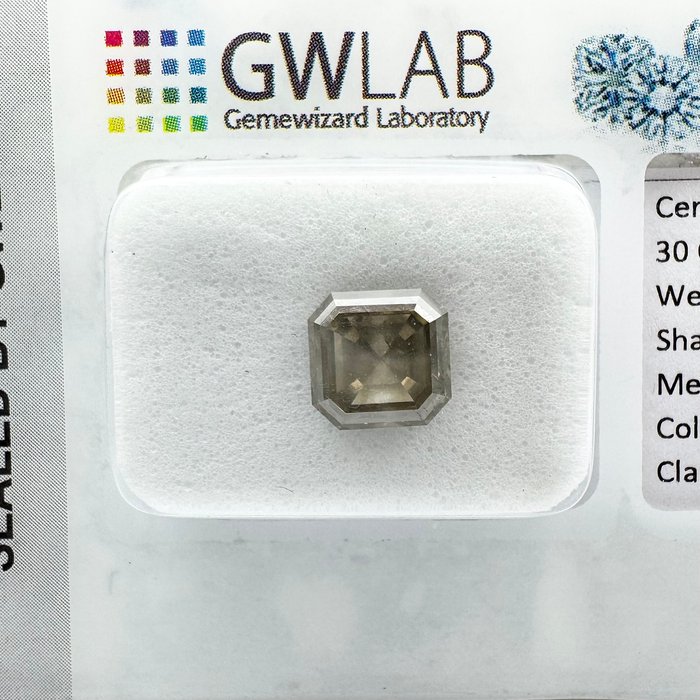 Ingen mindstepris - 1 pcs Diamant  (Naturfarvet)  - 2.09 ct - Firkantet med slebne hjørner - Fancy deep Grå - SI2 - Gemewizard Gemological Laboratory (GWLab)