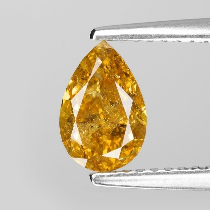 Diamant - 101 ct - Pære - Fancy Intense Brownish Orange-yellow - I1