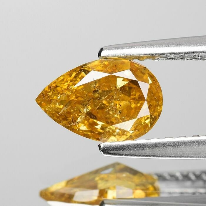 Diamant - 101 ct - Pære - Fancy Intense Brownish Orange-yellow - I1