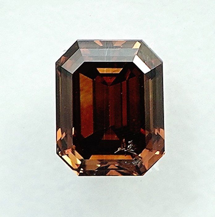 Ingen mindstepris - 1 pcs Diamant  (Naturfarvet)  - 0.42 ct - Smaragd - Fancy intense Orange - SI2 - International Gemological Institute (IGI)