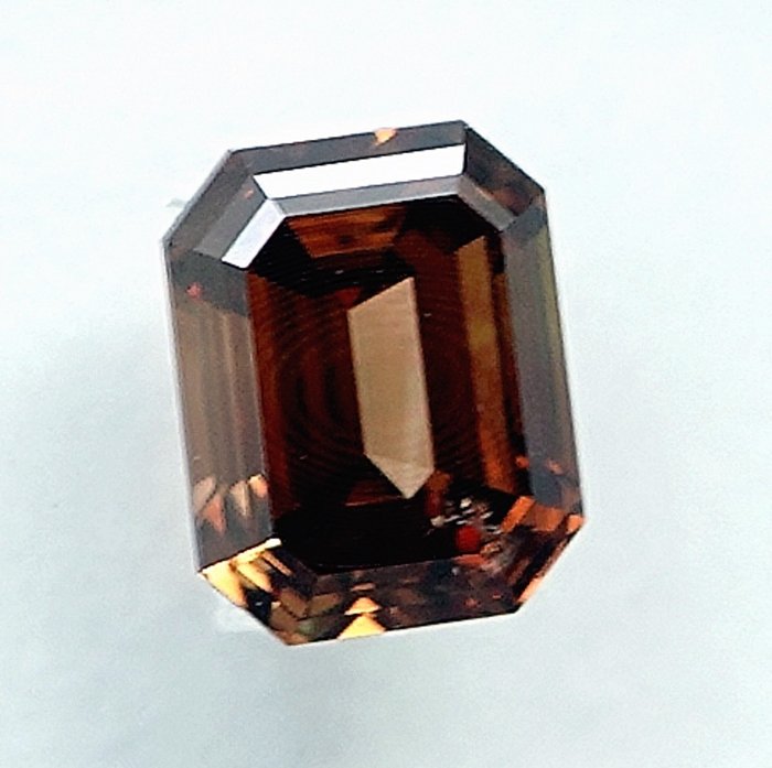 Ingen mindstepris - 1 pcs Diamant  (Naturfarvet)  - 0.42 ct - Smaragd - Fancy intense Orange - SI2 - International Gemological Institute (IGI)