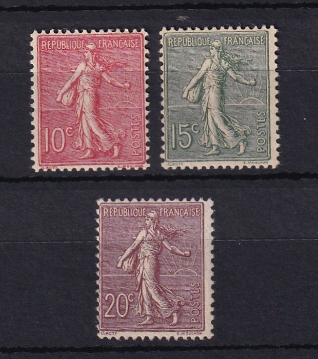 Frankrig 1943 - ny uden hængsel, sideforede såmaskiner 230 kr - Yvert n°129/131