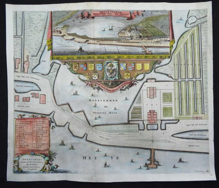 Holland - Rijnland Water Board, Halfweg, Haarlemmerliede og Spaarnwoude, Zwanenburg; Pieter Post - Swanenburch. Gemeenlants Huys van Rynlant, gelegen tussen Haerlem ende Amsterdam - 1661-1680