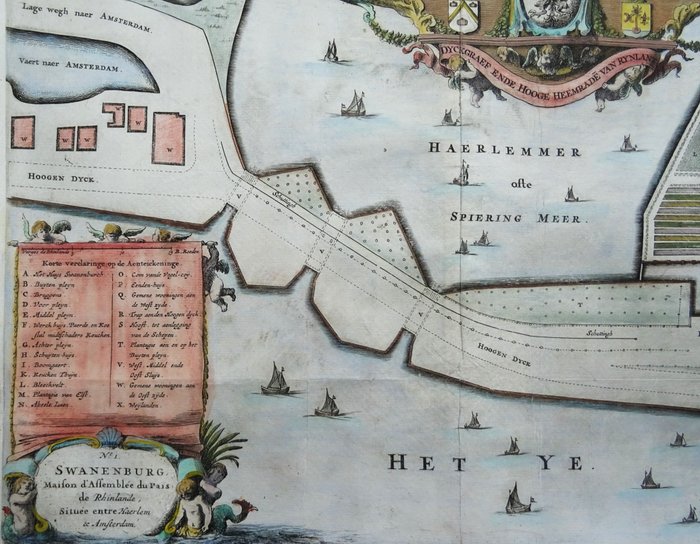 Holland - Rijnland Water Board, Halfweg, Haarlemmerliede og Spaarnwoude, Zwanenburg; Pieter Post - Swanenburch. Gemeenlants Huys van Rynlant, gelegen tussen Haerlem ende Amsterdam - 1661-1680