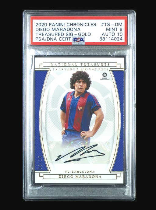 2020 Panini Chronicles National Treasures - Diego Maradona Treasured Signature /10 - POP 2 PSA 9 - 1 Graded card