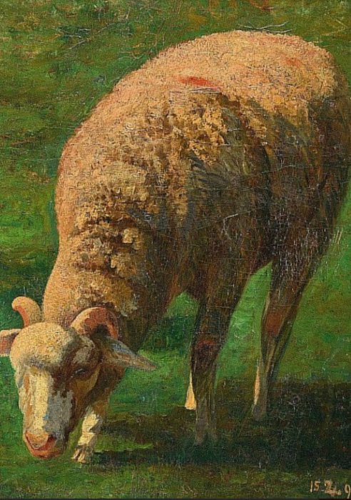 Heinrich Johann von Zügel (1850-1941), Attributed to - Sheep grazing - NO RESERVE