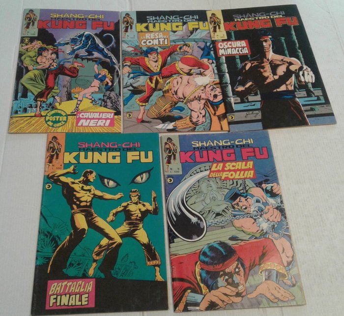 Shang-chi kung fu n. 1/5 -2° serie completa con poster - no resa - 5 Complete series - Første udgave - 1980