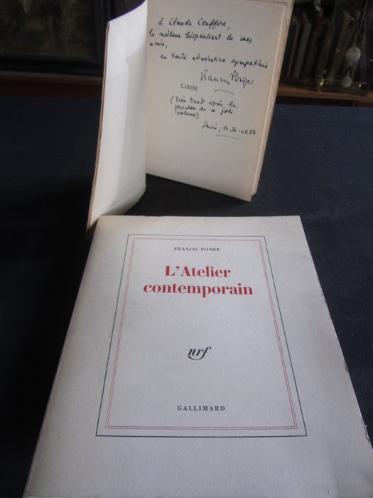 Signé; Francis Ponge - Liasse  L'atelier contemporain - 1948