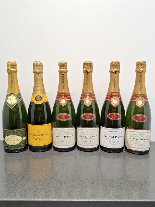 Philipponnat, Veuve Clicquot, Laurent-Perrier ×4 - Champagne Brut - 6 Flasker (0,75 L)