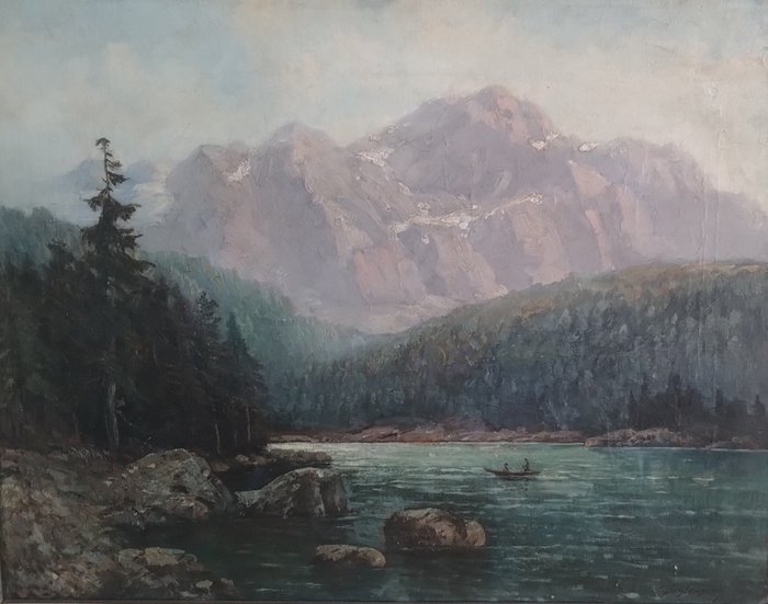 Carl Schleusing (1865-1953) - Zugspitze mit Eibsee