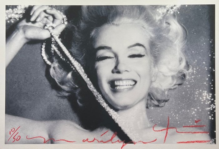 Bert Stern - Bert Stern signed Famous Marilyn Monroe laughing in rhinestones