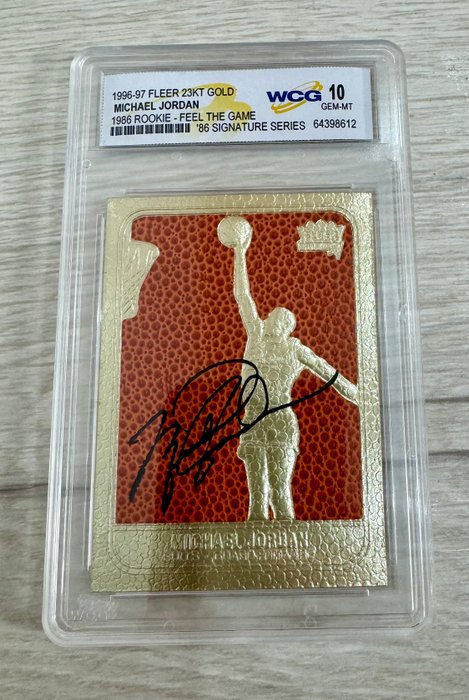 1996/97 Fleer 23KT Gold Michael Jordan 1986 Rookie Feel The Game Signature Series WCG 10 Graded card