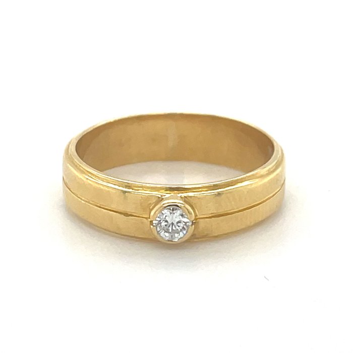 18 kraat Gulguld - Ring - 012 ct Diamant