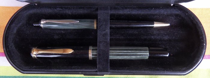 Pelikan - 400 + 350 Green-Transparent Striated  SET - Fyldepen