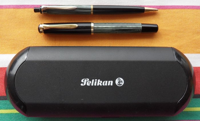 Pelikan - 400 + 350 Green-Transparent Striated  SET - Fyldepen