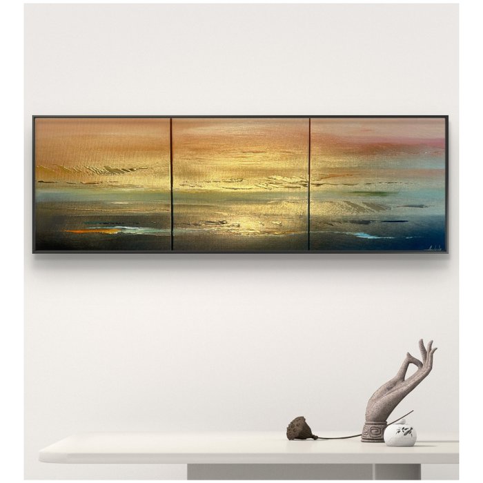 Anderle - Golden composition - The Subtlety of Dawn II - Triptych - XXL