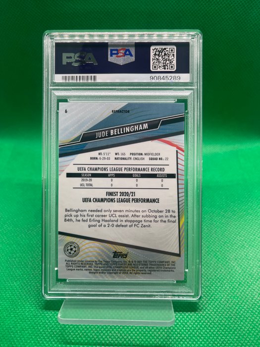 2020 Topps Finest UCL Jude Bellingham #6 Refractor PSA 10 Graded card