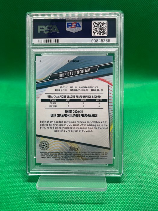 2020 Topps Finest UCL Jude Bellingham #6 Refractor PSA 10 Graded card