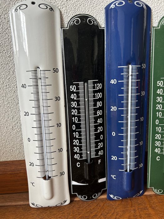 Thermometers - DECORATIEVE EMAILLE THERMOMETERS - Emaljeskilt (6) - Emalje, Metal