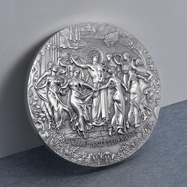 Cameroun. 5000 Francs 2022 Apollo and The Muses Celestial Beauty Antique finish Silver Coin 5 oz (.999)