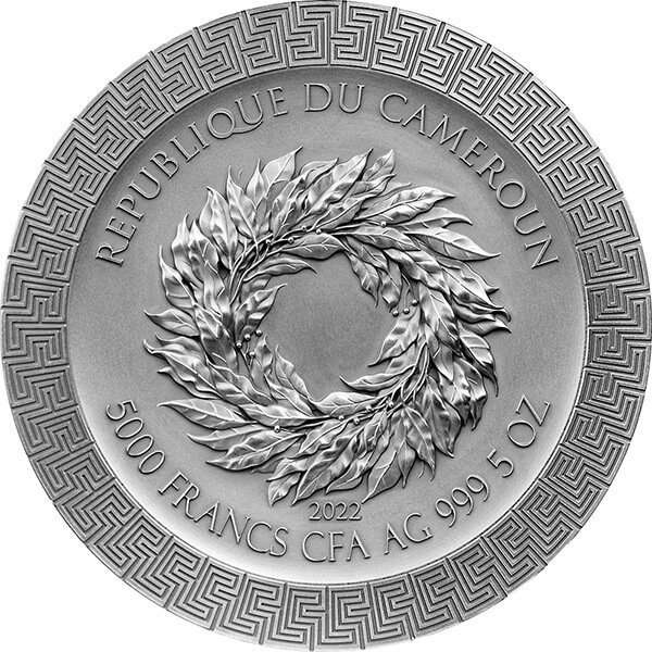 Cameroun. 5000 Francs 2022 Apollo and The Muses Celestial Beauty Antique finish Silver Coin 5 oz (.999)