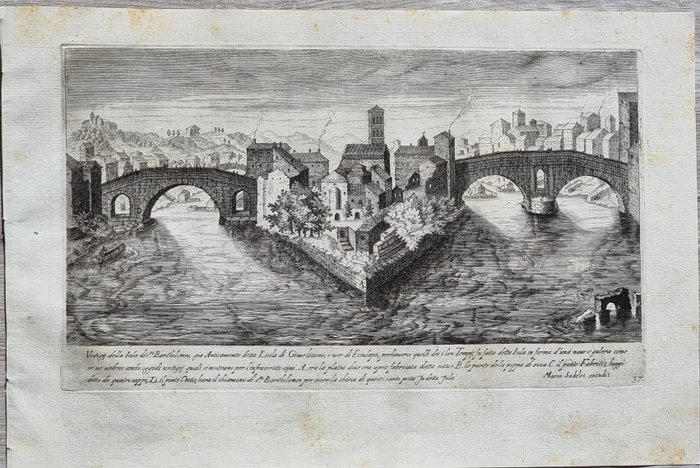 Aegidius Sadeler (1570-1629) - Marco Sadeler (1614 - 1660) - Vestigij della Isola dis.to Bartholomeo, gia Anticamente detta L’isola di Giove.... Roma