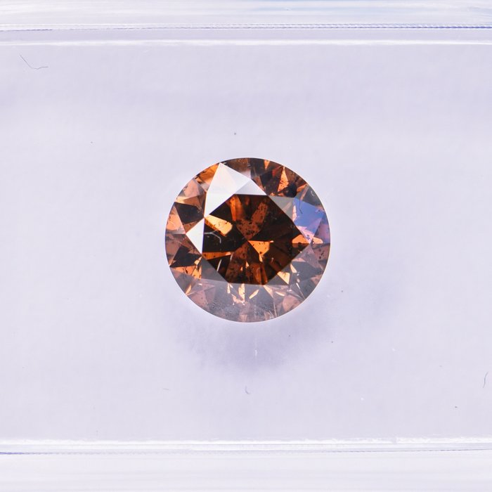 Ingen mindstepris - 1 pcs Diamant  (Naturfarvet)  - 1.02 ct - Rund - Fancy deep Gullig Orange - SI2 - International Gemological Institute (IGI)