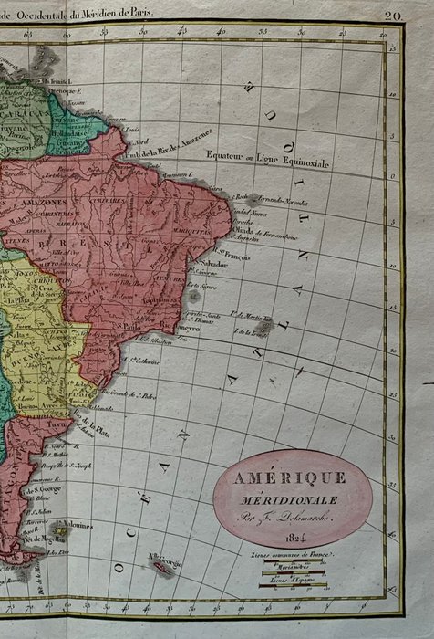 Sydamerika - Argentina / Brasilien / Colombia / Peru / Uruguay; Delamarche - Amérique Méridionale [unito a] America Meridionale - 1824