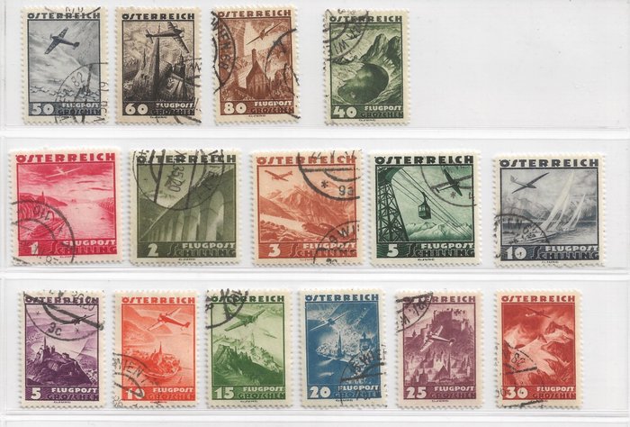 Østrig 1933/1953 - Bestilte akkumulering af Air Mail-frimærker fra perioden - Unificato 2024