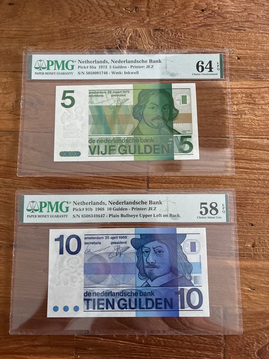 Holland - 10 + 5 Gulden 1968-1973 - Pick 91b 95a  (Ingen mindstepris)