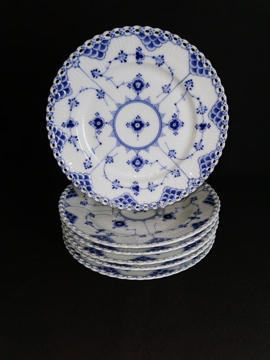 Royal Copenhagen - Dessertservice (6) - Musselmalet # 1086 (1889-1922) - Porcelæn