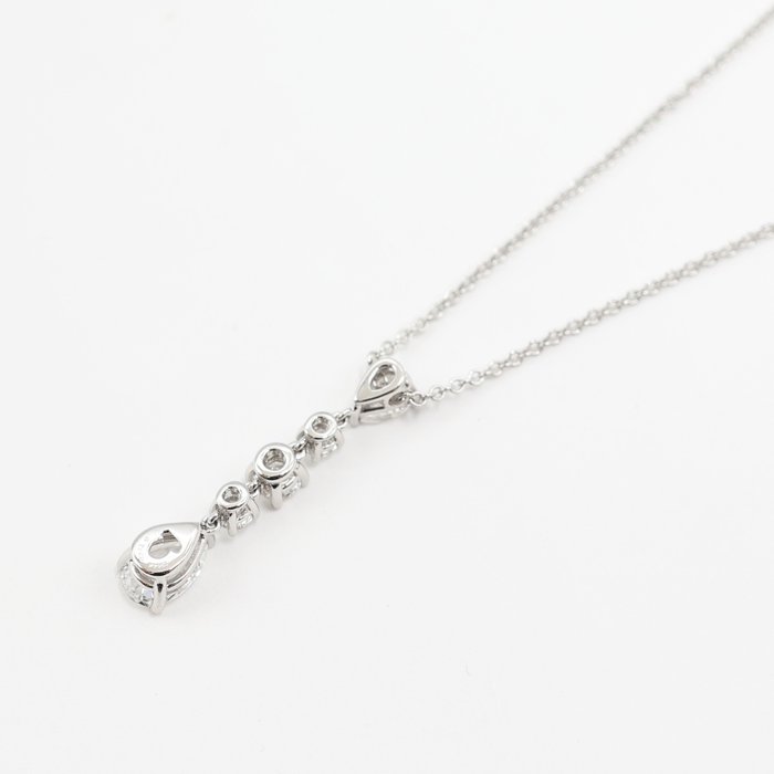 Tiffany  Co - Halskæde med vedhæng - Drop Diamond Necklace Platin