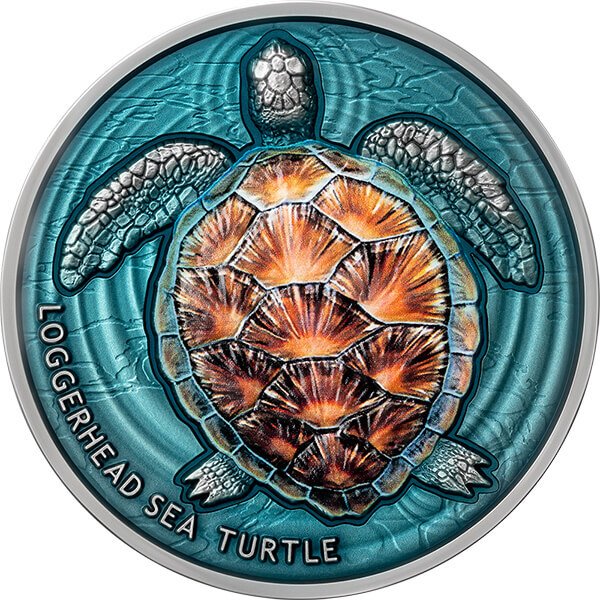 Niue. 2 Dollars 2023 Loggerhead Sea Turtle Lifelong Journey 2 oz Antique Finish (.999)