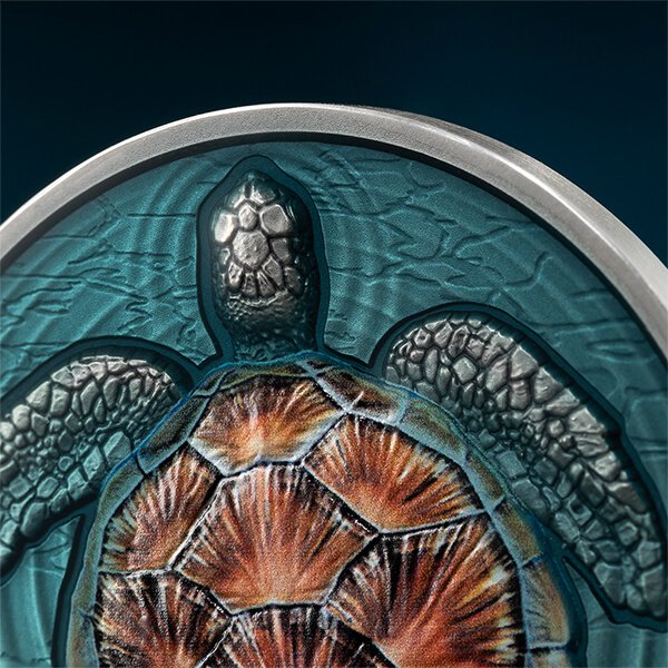 Niue. 2 Dollars 2023 Loggerhead Sea Turtle Lifelong Journey 2 oz Antique Finish (.999)