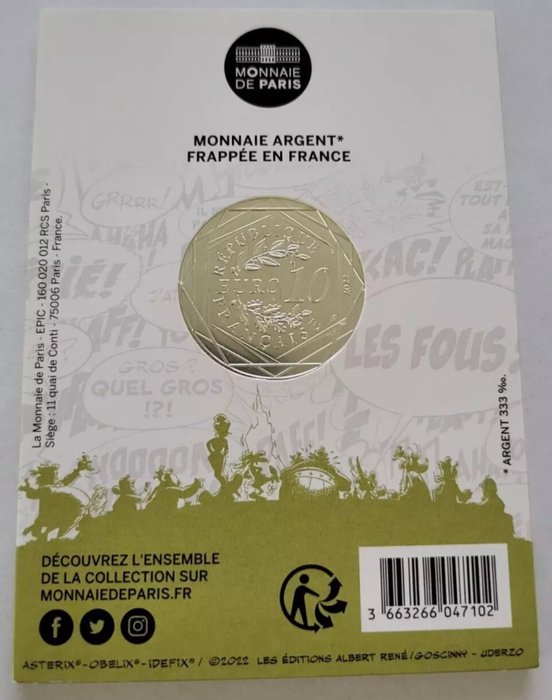 Frankrig. 10 Euro 2022 Asterix - Complicite - 17g  (Ingen mindstepris)