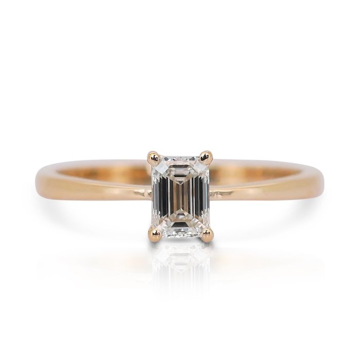 Ring - 18 kraat Gulguld -  090ct tw Diamant (Natur)