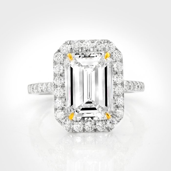 Ring - 14 karat Gulguld, Hvidguld -  5.79ct. tw. Diamant (Laboratoriedyrket) - Diamant - IGI