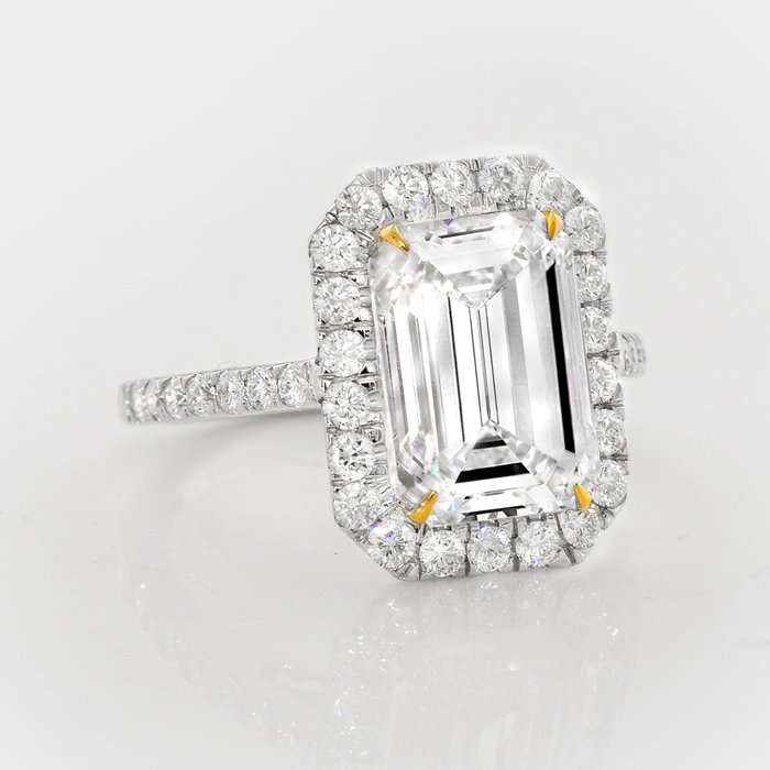 Ring - 14 karat Gulguld, Hvidguld -  5.79ct. tw. Diamant (Laboratoriedyrket) - Diamant - IGI