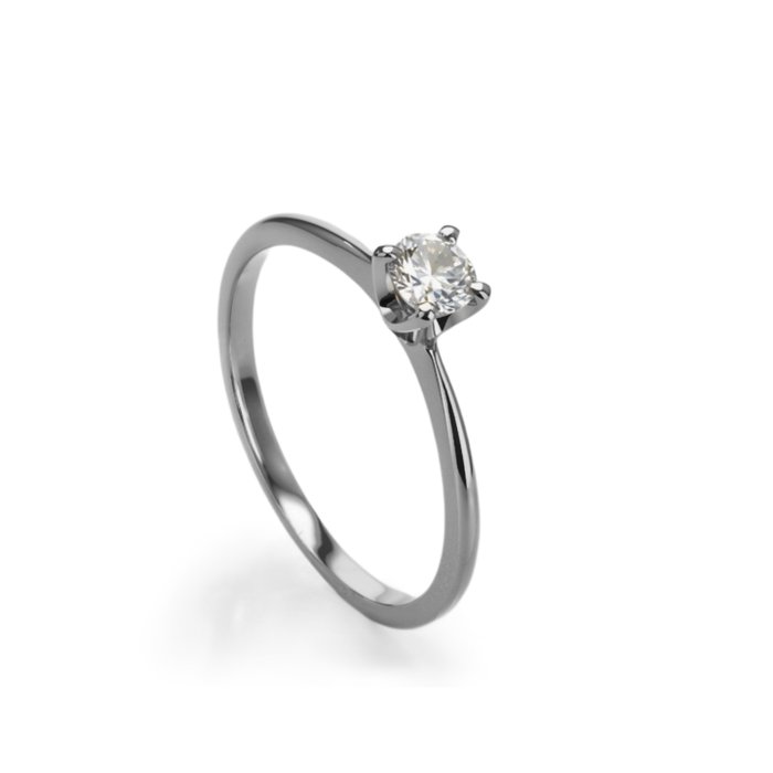 Forlovelsesring - 14 karat Hvidguld -  027ct tw Diamant (Natur)