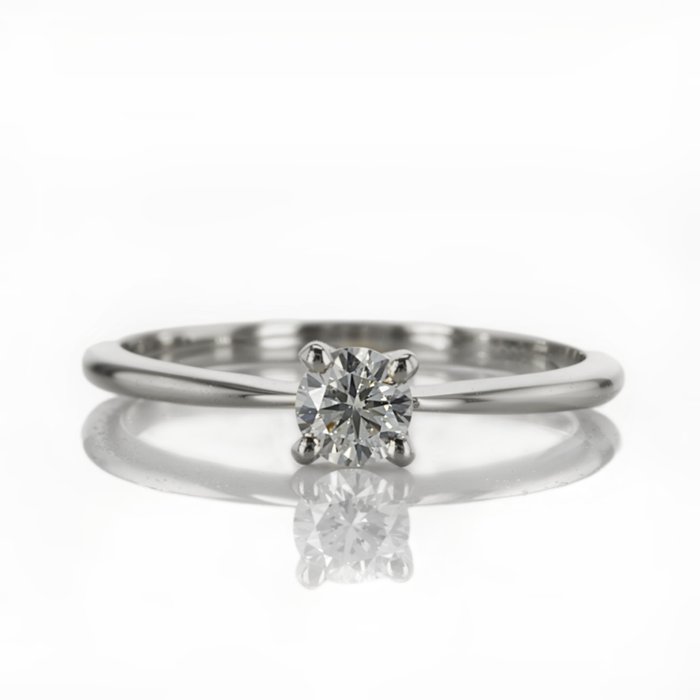 Forlovelsesring - 14 karat Hvidguld -  027ct tw Diamant (Natur)