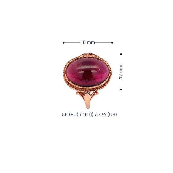 Ingen mindstepris - Ring - 9 kt. Rosaguld -  3.89ct. tw. Granat - Guldsmedearbejde ca. 1900