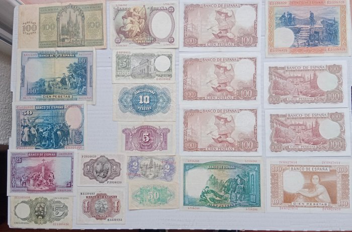 Spanien. - 21 billetes Pesetas 1925-1970  (Ingen mindstepris)