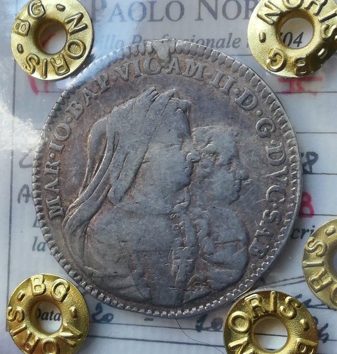 Italien. Vittorio Amedeo II (Reggenza). 1 Lira da 20 soldi 1678  (Ingen mindstepris)