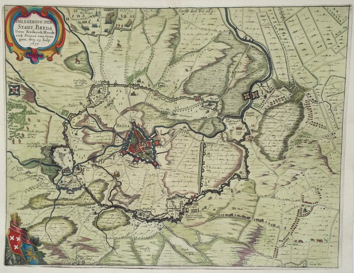 Holland - Breda; I Commelin / J Janssonius - Belegering der stadt Breda (...) - 1651