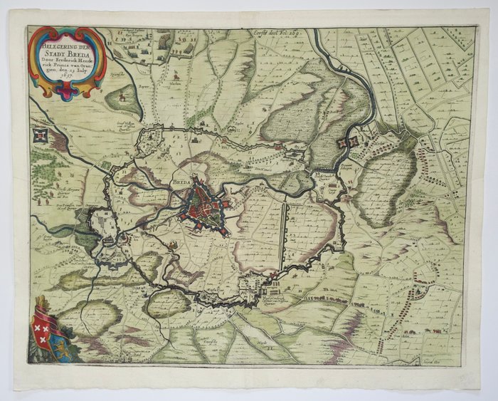 Holland - Breda; I Commelin / J Janssonius - Belegering der stadt Breda (...) - 1651