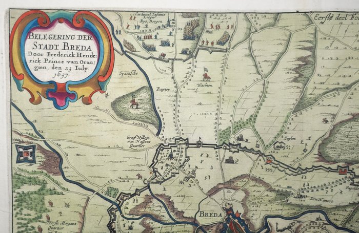 Holland - Breda; I Commelin / J Janssonius - Belegering der stadt Breda (...) - 1651