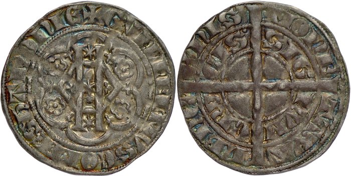 Hainaut Amt William I of Avesnes Obole Blanche or Penan (1/3 Gros) Valenciennes Mint - nd (1326-1329)