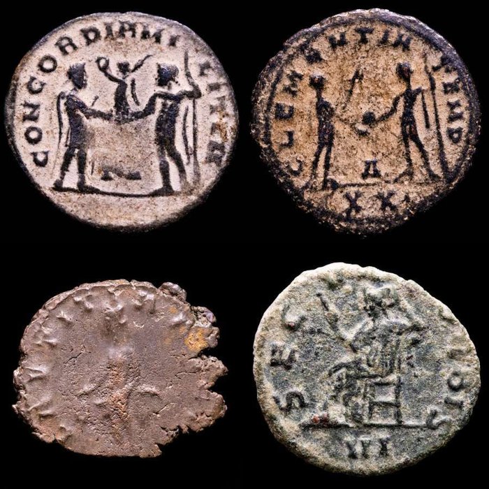 Romarriket. Gallienus, Diocletian, Tetricus I  Probus. Lot comprising four (4) antoninianus  (Ingen mindstepris)